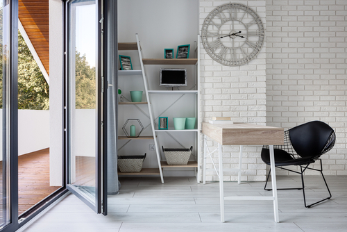 Stylish,Room,With,Home,Office,Space,And,With,White,,Brick